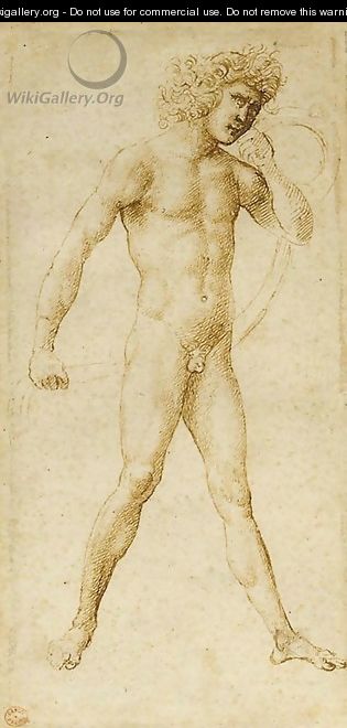 A standing nude holding a veil - Marcantonio Raimondi