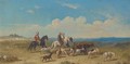 Arabs on horseback moving the herd - (after) William Raymond Dommersen