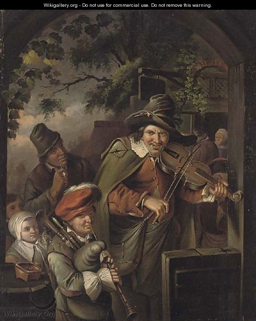 Musicians at the entrance to an Inn - (after) Willem Van Mieris