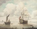 The flagship departing from her anchorage - (after) Willem Van De, The Elder Velde