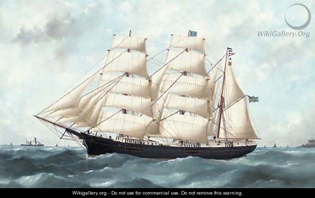 The Swedish barque Wakefield running out of Le Havre - Marie-Edouard Adam Of Le Havre