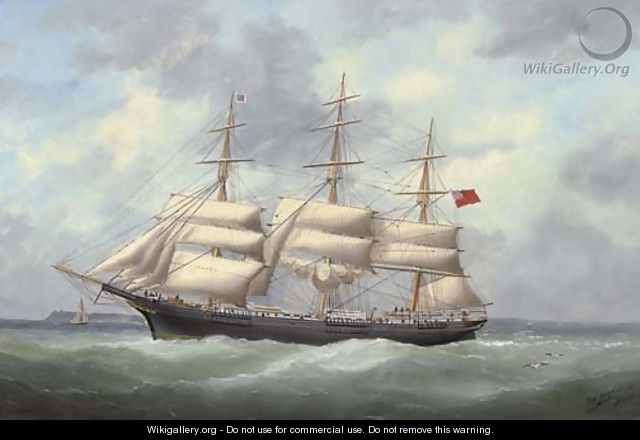 The full-rigger Austriana reducing sail and calling for a pilot - Marie-Edouard Adam Of Le Havre
