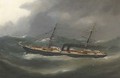 A P. & O. steamer reefed down in heavy seas - Marie-Edouard Adam Of Le Havre