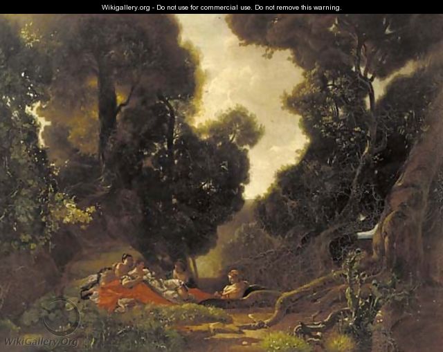 Nymphs reclining in a woodland glade - Nicolas Lancret
