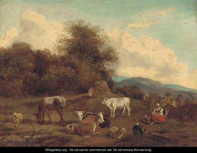 Cattle in a landscape - (after) Nicolaes Berchem