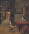 A mother and child in an interior - (after) Pieter De Hooch