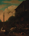 A street fight outide a tavern - (after) Philips Wouwerman