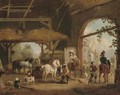 A hunting party setting out from a barn - (after) Philips Wouverman