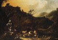Italianate Landscapes with Drovers, Cattle and Sheep - (after) Philipp Peter Roos