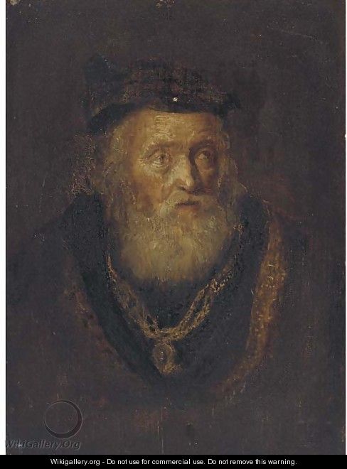 An elderly man, bust-length, in a cap - Rembrandt Van Rijn