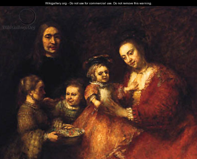 Group Portrait Of A Husband And Wife With Three Children - Rembrandt Van Rijn