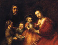 Group Portrait Of A Husband And Wife With Three Children - Rembrandt Van Rijn