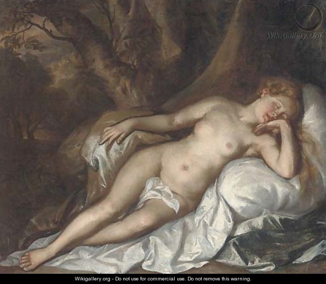 Study of a sleeping nymph in a woodland landscape - Tiziano Vecellio (Titian)