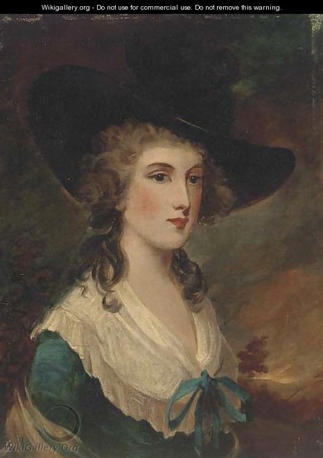Portrait of a gentleman, small bust-length, in a red coat; and Portrait of a lady, small bust-length, in a blue dress - (after) Gainsborough, Thomas