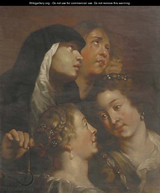 A study of four female heads - (after) Sir Peter Paul Rubens