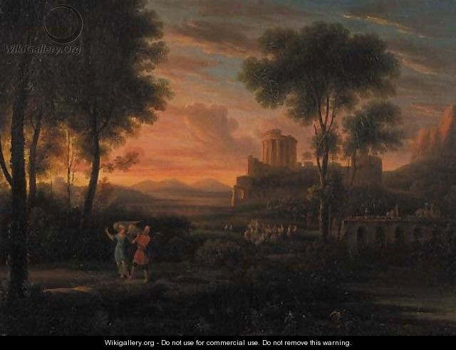 Tobias and the Angel in an Italianate landscape - Hendrik Frans van Lint (Studio Lo)