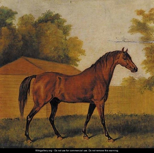 A bay racehorse in a landscape - (after) James Ward