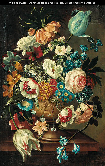 A summer bloom in an urn on a ledge - (after) Jan Van Os
