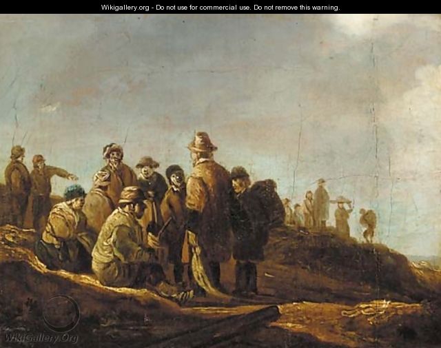 Peasants resting on a sand-dune - (after) Jan Van Goyen