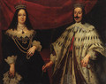 Portrait of Ferdinand II Grand Duke of Tuscany (1610-1670) and Victoria della Rovere (1622-1694), three-quarter-length, in ceremonial robes - (after) Justus Sustermans