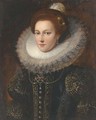 Portrait of a lady, bust-length, in an ornately embroidered dress and ruff - (after) Justus Sustermans