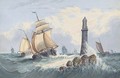 Traders and other vessels off the Eddystone Lighthouse - (after) John Callow