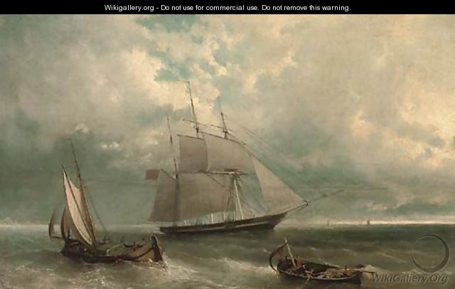 A British merchantman amidst other fishing craft in coastal waters - (after) John Callow