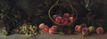 Peaches, Grapes And A Basket On A Table - (after) Jean Robbe
