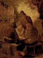 Peasants drinking and smoking in a tavern - (after) Egbert Van Heemskerck