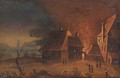 A fire at the farm - (after) Egbert Van Der Poel