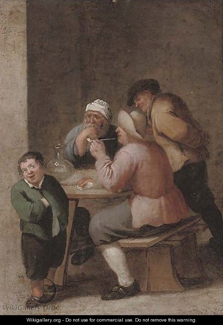 Peasants drinking and smoking in an interior 2 - (after) David The Younger Teniers
