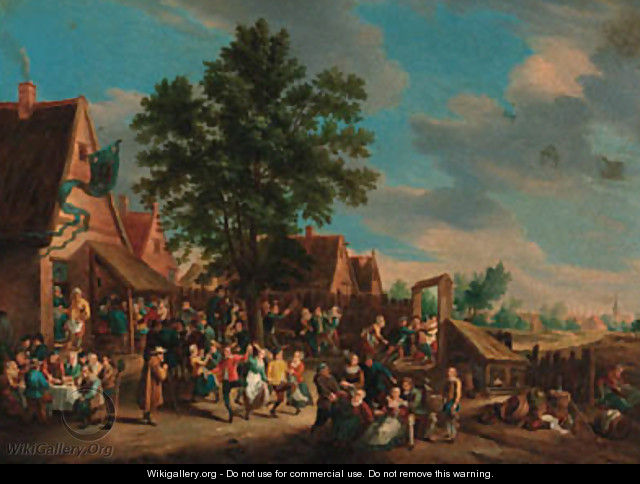 Peasants dancing and merrymaking before an inn - (after) David The Younger Teniers