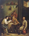 Boors drinking and smoking in an interior - (after) David The Younger Teniers