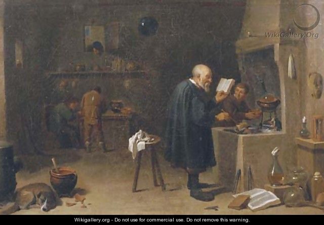 An alchemist in his workshop - (after) David The Younger Teniers
