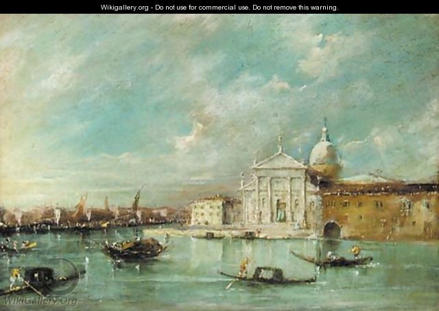 Gondolas by San Giorgio Maggiore, Venice - (after) Francesco Guardi