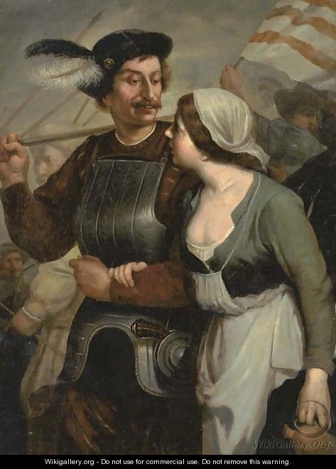 A soldier leaving for battle with a woman by his side - (after) Gerard Seghers