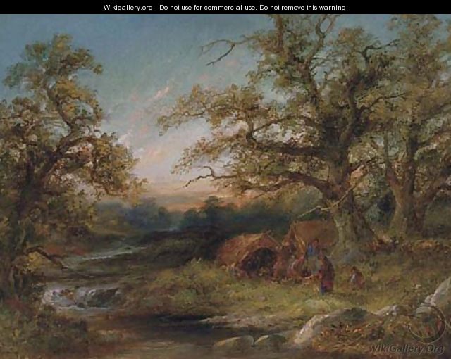 A gypsy encampment at dusk - (after) Frederick Henry Henshaw