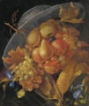 An anthropomorphic portrait of a man composed of apples, pears, grapes and corn on the cob - (after) Giuseppe Arcimboldo