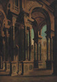 A Capriccio of an arcaded loggia - (after) Giovanni Ghisolfi