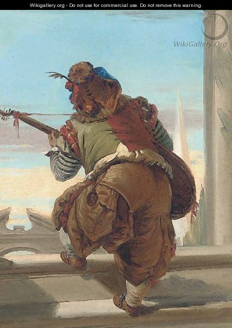 A dwarf playing a lute - (after) Giovanni Battista Tiepolo