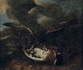 A bird of prey attacking a duck - (after) Abraham Hondius