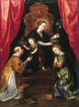 The Madonna and Child enthroned, adored by Saint Lawrence and Saint Martha - Marten Pepijn