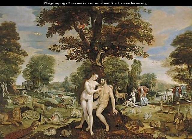The Garden of Eden, with the Fall of Man, the Creation of Eve, and the Expulsion from the Garden - Maarten de Vos