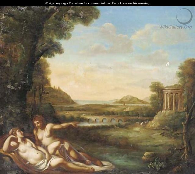 A classical landscape with nymphs reclining by a wood - (after) Annibale Carracci
