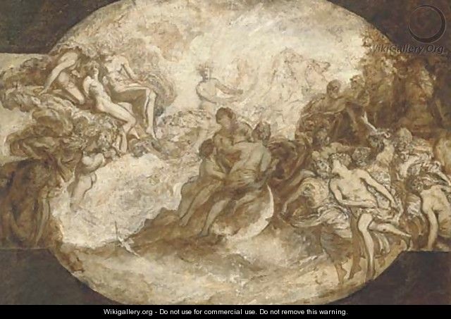 Apollo in his chariot a modello for a ceiling - (after) Carlo Innocenzo Carloni