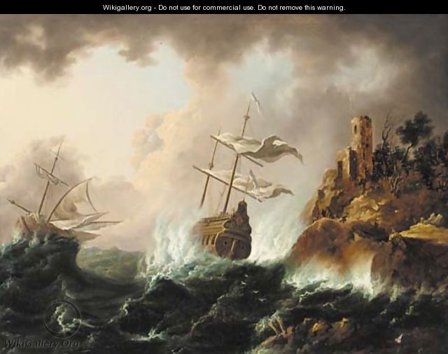 Vessels heading for the rocks in a storm - (after) Bonaventura Peeters