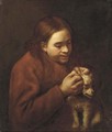 A boy de-licing a dog - (after) Bernhard Keil
