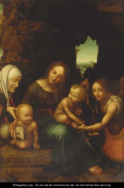 The Madonna and Child with the Infant Saint John the Baptist, Saint Elizabeth and the Archangel Michael - Bernardino Luini