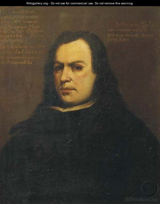 Portrait of the artist, half-length, in a black costume with a white collar - Bartolome Esteban Murillo