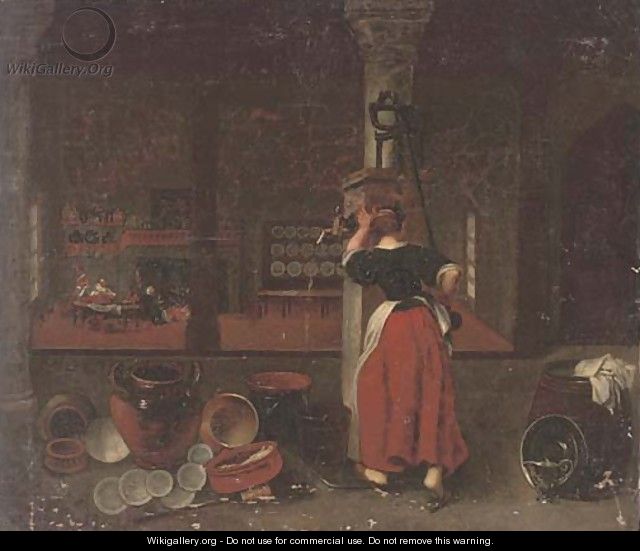 A kitchen interior - (after) David Ryckaert II